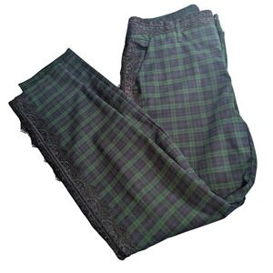Dark Academia Black Watch Tartan Lace Pants Size 6 Straight Leg Sundance Plaid